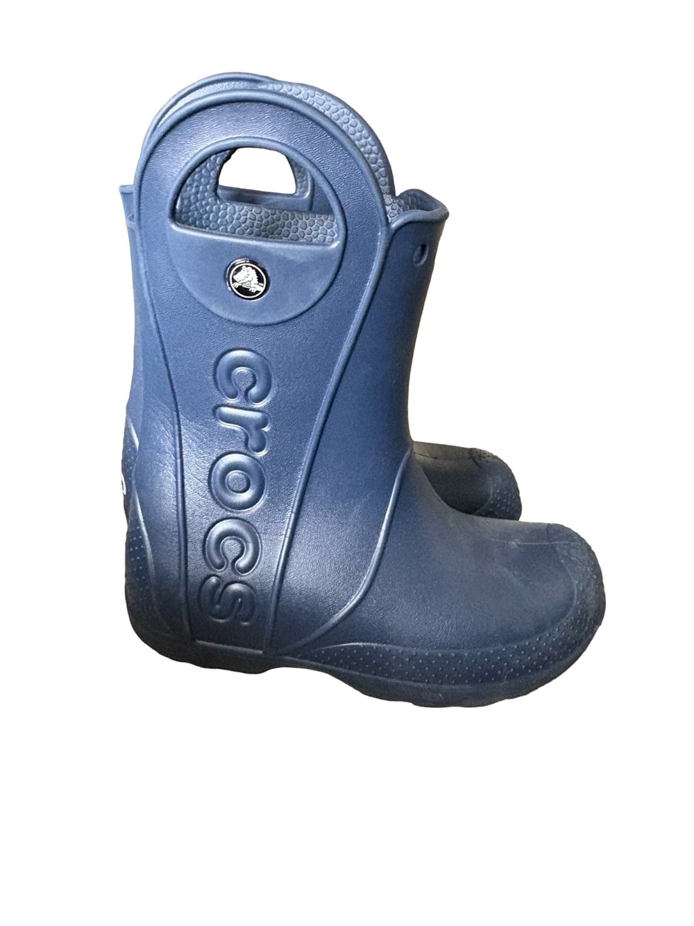 CROCS Kids Navy Blue Pull-On Rain Boots with Handles